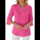 thumbnail image 2 of Blusa Informal de para Mujer, con Mangas 1/2 con Volantes, Cuello en V, Corte Holgado, Color Rosa, Rojo, XXL, 2 of 6
