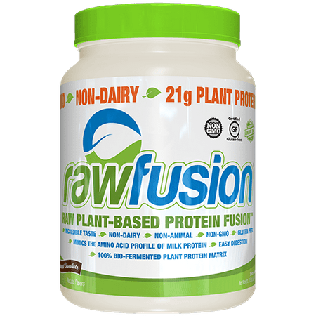 RawFusion Plant-Based Protein Powder, Natural Chocolate, 2 Lb, 30 Servings