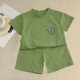 thumbnail image 4 of Amidoa Girls Summer Outfit Sets 2 Piece T-Shirt Short Sleeve and Shorts Set Kids Clothing Sets Army Green Size 4T, 4 of 8