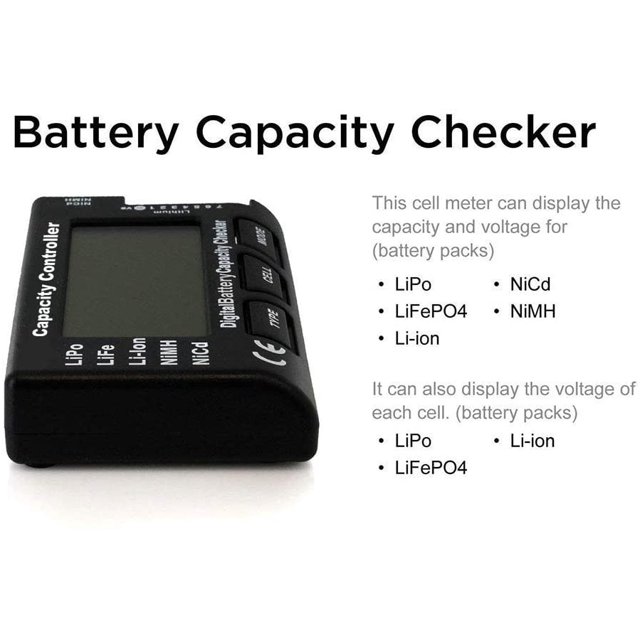 Comprobador de capacidad de batería digital, comprobador de capacidad de batería de voltaje con pantalla LCD para LiPo Life NiMH Li-ION