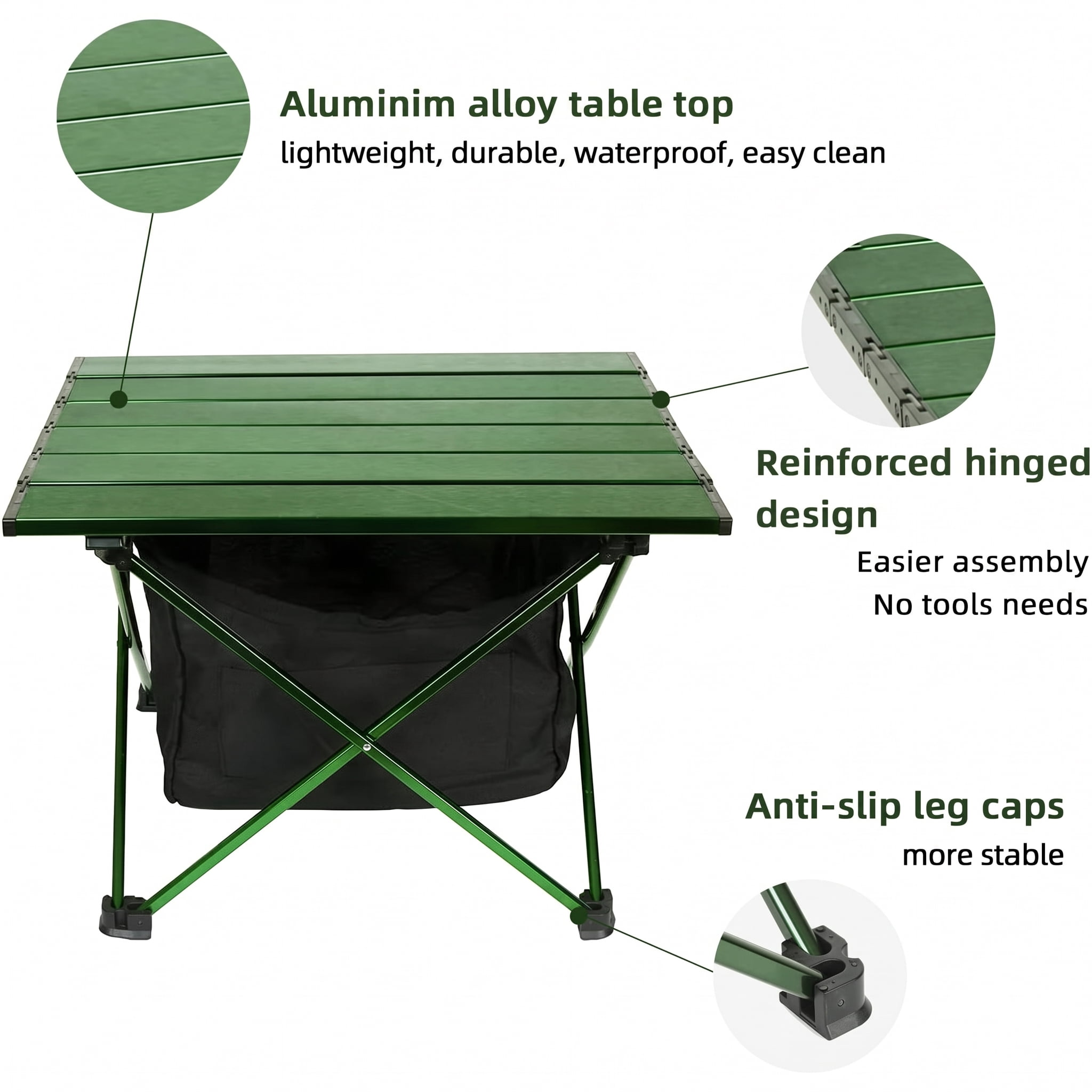 Portable Camping Table Ultralight Aluminum Camp Table with Storage Bag Folding Beach Table for Camping Hiking Backpacking Outdoor Picnic