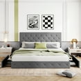 thumbnail image 3 of Sha Cerlin Light Grey King Fabric Platform Bed Frame with 4 Storage Drawers & Adjustable Headboard, Adult, 3 of 8