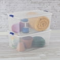 thumbnail image 2 of (2 pack) 105 Quart Latch Box, Clear Plastic Storage Bin with Clear Lid, Blue Latch, 2 of 5
