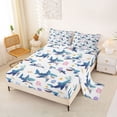 thumbnail image 2 of Erosebridal Kids Sea Shark Queen Sheet Sets, Kawaii Coral Starfish Bed Set, 4pcs, 2 of 5
