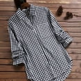 thumbnail image 2 of VEKDONE Cotton Linen Plaid Shirts for Women Long Sleeve Button Lapel Blouse with Pockets Summer Loose Fit Plus Size Tunics Tops Curved Hem Casual Shirt, 2 of 4