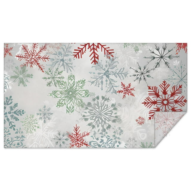 Holiday Christmas Rectangle Tablecloths Colorful Snowflake Table Clothes 60x102inch Polyester Waterproof and Reusable Tableclothes for Dining Kitchen Parties Weddings and Outdoor Use