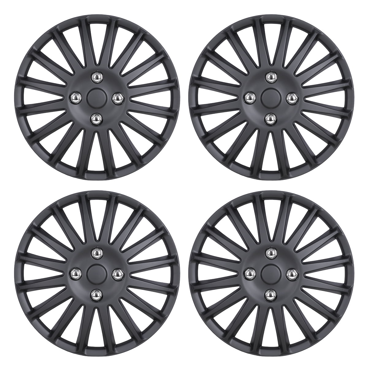 Winjet 15" Wheel Covers & Hub Caps ABS Alloy Black,4 Pack