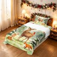 thumbnail image 3 of Manfei Dreamy Elk Fox Twin Sheets, Winter Holiday Wildlife Bedding, Cream Sage, 3 Pieces, 1 Flat Sheet, 1 Fitted Sheet and 1 Pillowcase, 3 of 6