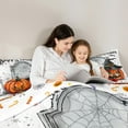 thumbnail image 4 of jejeloiu Pumpkin Spider Webs Bedding Comforter Set 7-Piece,Happy Halloween King Bedding Sets,Orange Splatter Ink Bed Sheets For Teens Girl,Super Cozy Room Decor Reversible, 4 of 8