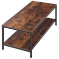 thumbnail image 6 of HomGarden 39.4" Modern Rectangle 2-Tier Coffee Table Wood Cocktail Table Home Office, Rustic Brown, 6 of 9