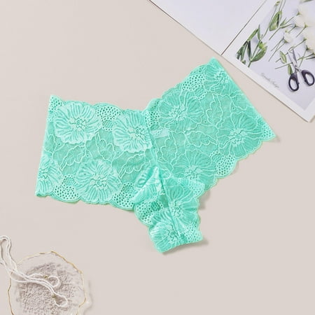 uublik Womens Briefs Underwear Green No Show Thong Underwear Stretch Breathable Lace Panties