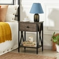 thumbnail image 1 of VECELO Table de Nuit avec 1 Tiroir et Tablette, Table d'Appoint Moderne à Motif en X pour Salon et Chambre, Gris, 1 of 7