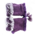 thumbnail image 2 of Suede rabbit hair half finger gloves for female winter gloves, 2 of 3
