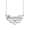 Personalized Entangled Double Name Necklace with Beading and Rhodium on Name