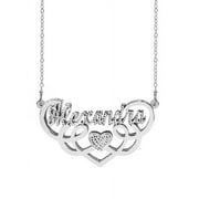 Personalized Entangled Double Name Necklace with Beading and Rhodium on Name