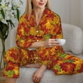 thumbnail image 6 of Fuzoiu Vintage maple leaf autumn Print Women's Long-Sleeved Pajama,Lounge Button Down Nightwear,Womens Notch Collar Pajama Set-Small, 6 of 7