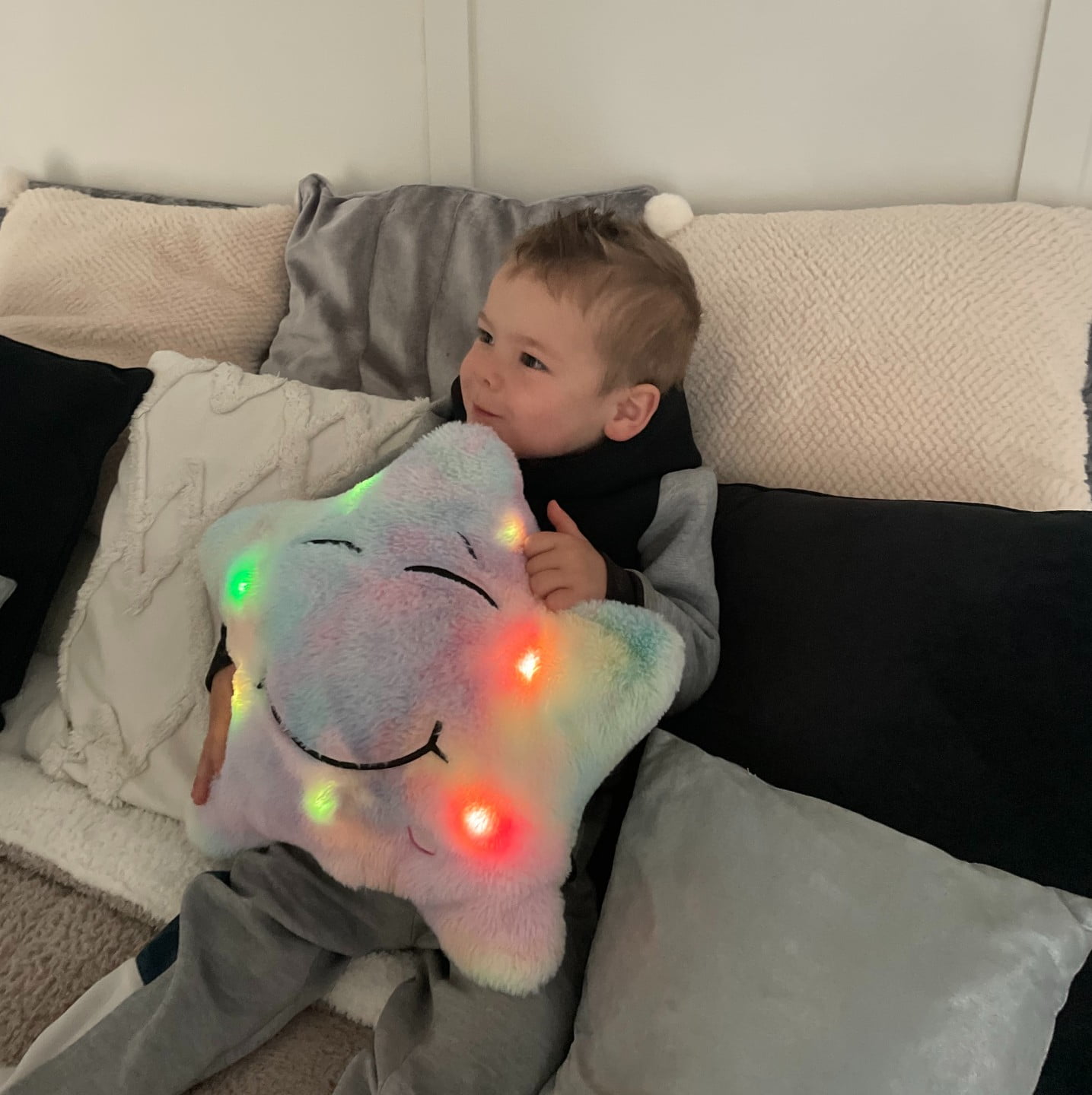 LoveHugs Musical Star Pillow Light up Toy. Sensory Toys for Autistic Kids. Ages 3+