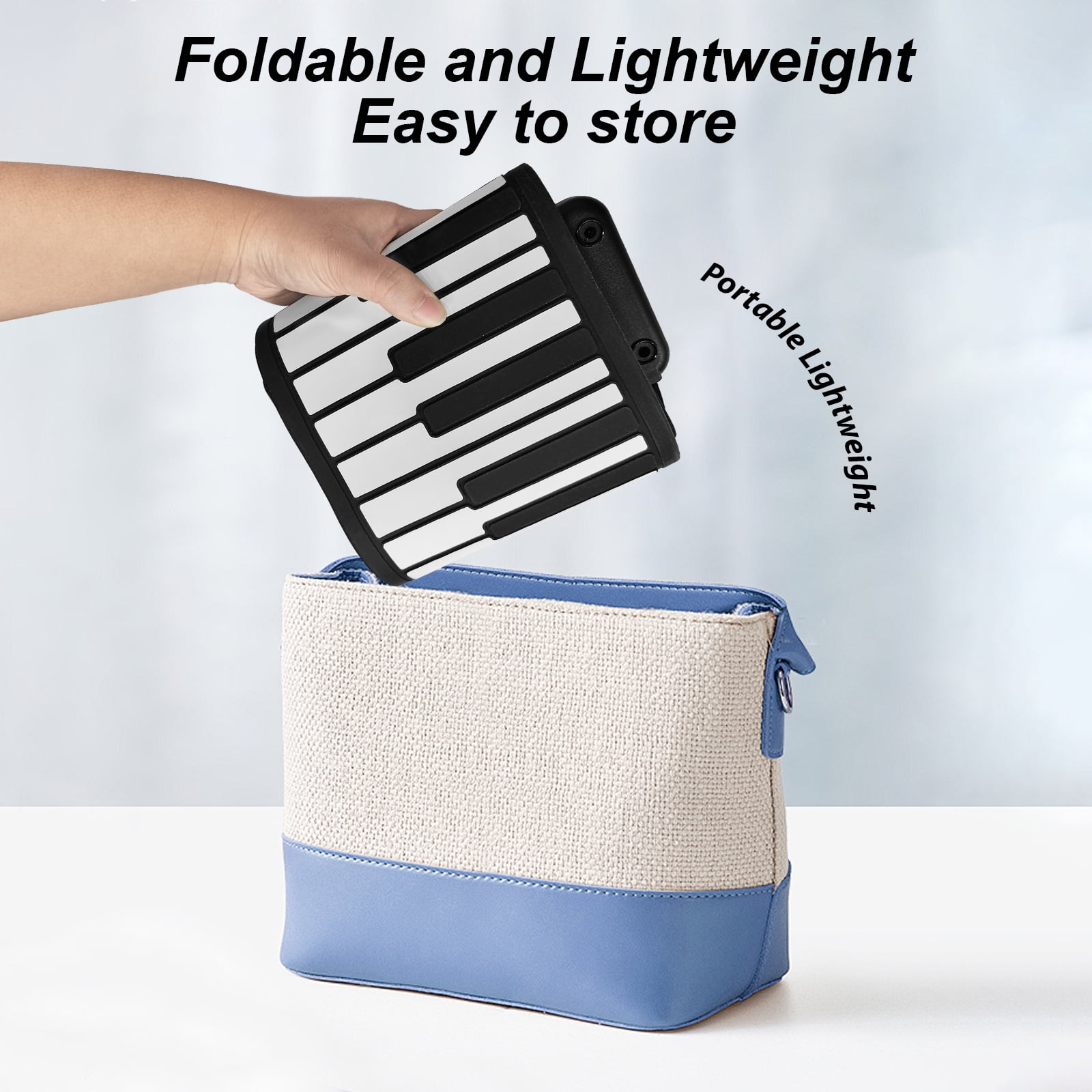 88 Key Portable Piano Handroll Electronic Piano Environmental Silicone Foldable Piano Home Practice Professional Electronic Piano Without Speaker for Travel Beginners