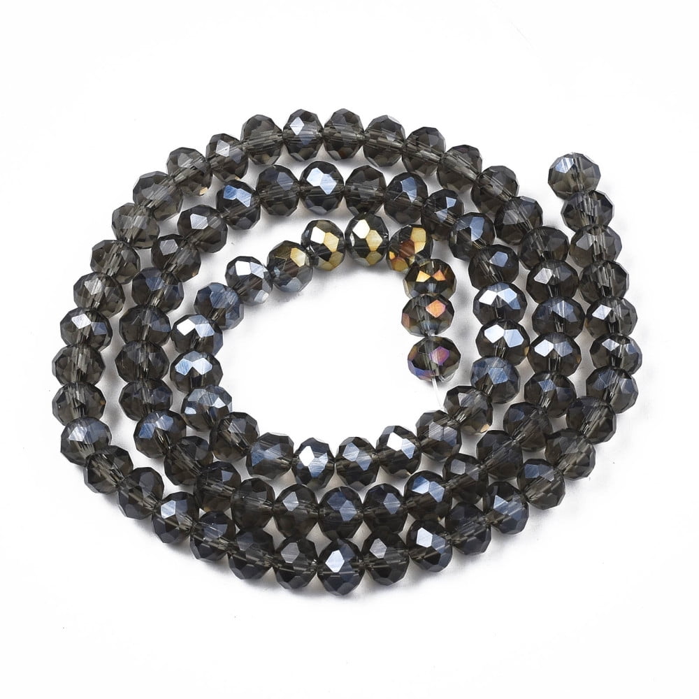 Electroplate Glass Beads Strands AB Color Plated Faceted Rondelle Gray 10x8mm Hole: 1mm about 63~65pcs/strand 49~50cm