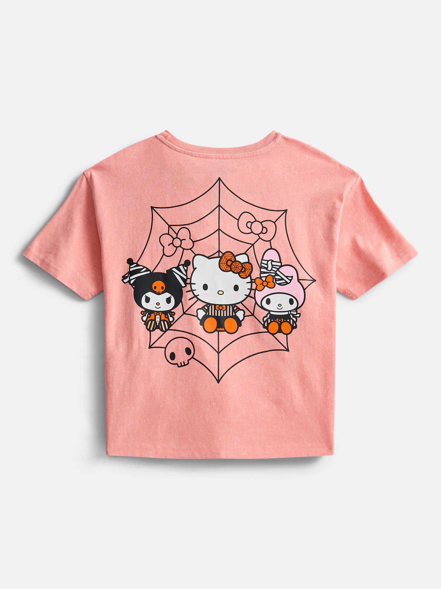 Hello Kitty and Friend’s Girl’s Boxy Halloween Crewneck Tee with Short Sleeves, Sizes 4-16