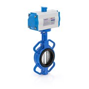 UNOX Pneumatic Actuated Butterfly Valve Wafer Type DN50 (2) Double Acting 230 PSI (16 Bar), Iron Disc with GGG-40.3 Sfero Casting Body - EPDM Seat for Water Air