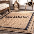 thumbnail image 3 of Jaipur Art And Craft Brown Black Border Runner Braided Reversible Jute Area Rug (2x10 Sq ft), 3 of 5