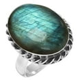 thumbnail image 1 of 925 Silver Ring For Women - Teens Gray Real Labradorite Stone Silver Ring Size 12 November Birthstone Hand Made Silver Ring Size 12 Gift For Wife On Thanksgiving 925 Silver Jewelry With Gemstone, 1 of 6