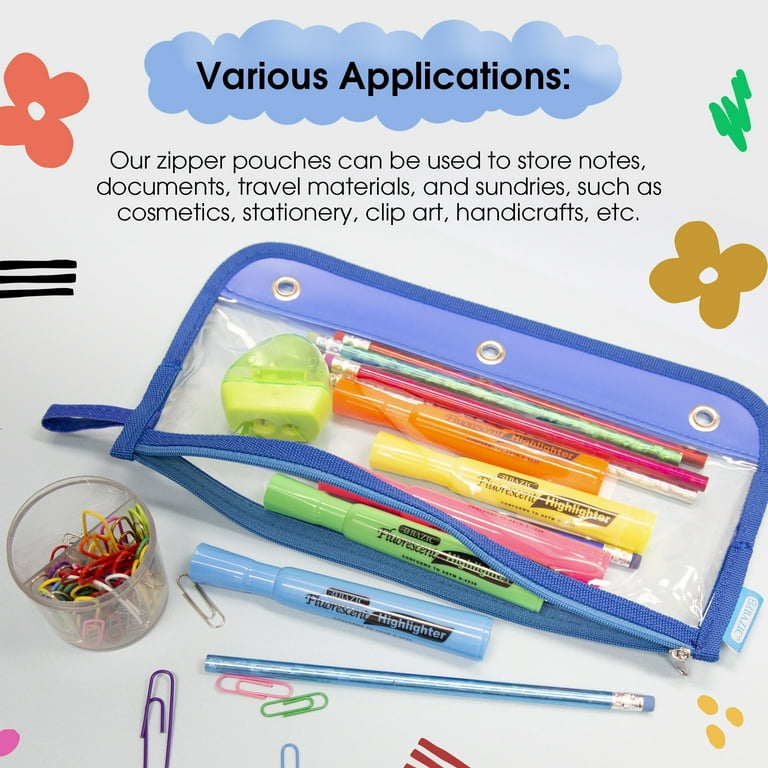 Clear Pencil Pouch 7 Vivid Color Clear Pen Case Cosmetic Purse Minimalist Clear  Pencil Pouch Waterproof Transparent Accessories Case 