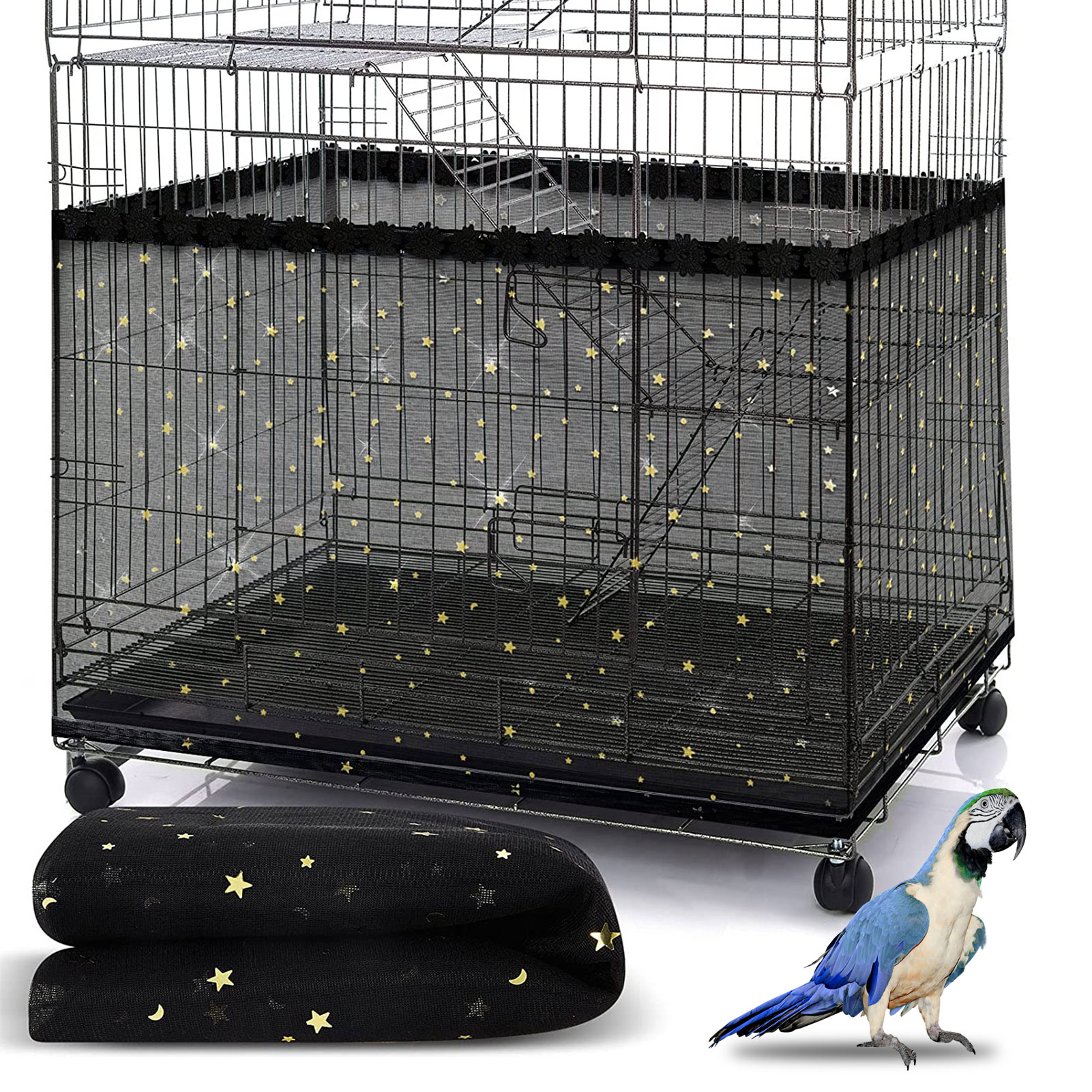 Dolked Universal Bird Cage Cover Skirt Nylon Mesh Net Guard Extra Large