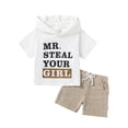 thumbnail image 2 of CARETOO Toddler Boy Summer Short Clothes Sets Hooded Tee Matching Shorts Set 2PCS 1-5T Little Boys Cotton Fabric Casual Sporty Outfits, 2 of 7
