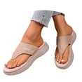 thumbnail image 2 of Women's Thong Beach Flip Flops, Thick Sole Casual Summer Sandals,Khaki,US:9, 2 of 6