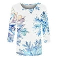 thumbnail image 5 of GA WEIHUA Reduced,Christmas Shirts For Women 3/4 Sleeve Crewneck Basic Tees Cute Snowflake Graphic Blouses Tops Casual Shirts cute graphic tees for women(Sky Blue,Medium), 5 of 5
