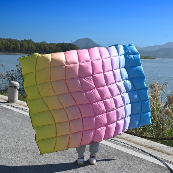 Outdoor Puffy Camping Blanket, Lightweight Down Alternative Puffy Printed Camping Large Ultra Warm Hammock Top Quilt Blanket For Traveling Picnic Beach Party Cold Weather
