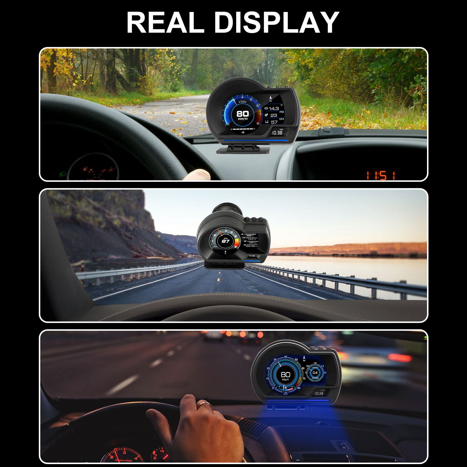 Universal Digital OBD2 GPS Speedometer - Car HUD Head Up Display with MPH  Speed Alert