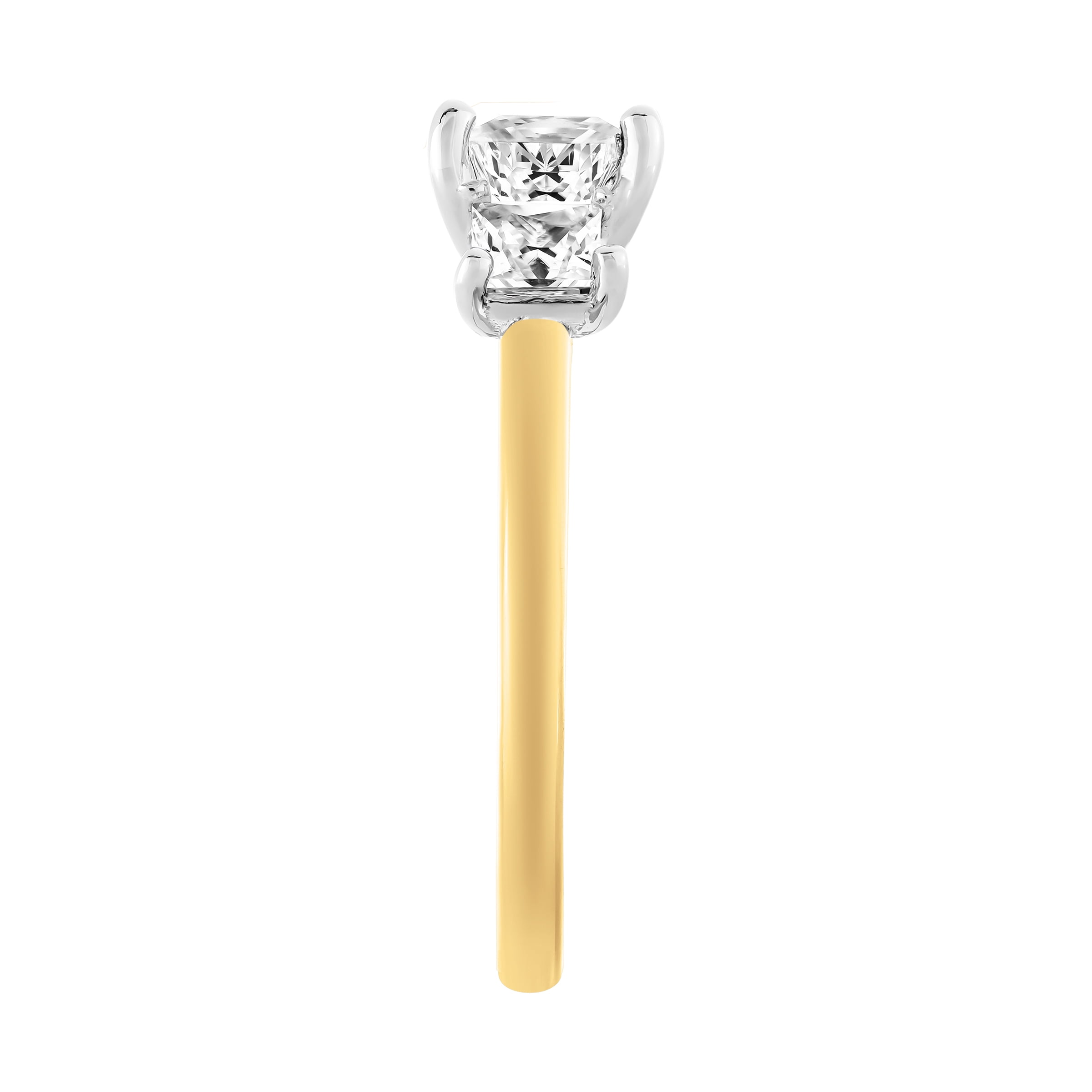 Keepsake 14K Yellow Gold Plated Sterling Silver Created White Sapphire 3-Stone Women's Engagement Ring