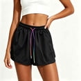 thumbnail image 4 of Qgtaibl Womens Plus Size Athletic Shorts Elastic Waist Drawstring Running Shorts with Pockets Summer Lightweight Loose Fit Workout Shorts for Gym Yoga Black L, 4 of 5