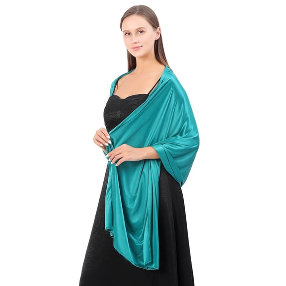 Nvzi Green silky satin scarf -1 piece, 24.8 x 72.8 inches elegant, soft and smooth surface, suitable for wedding party evening dress shawl
