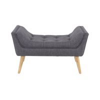 Decmode Contemporary 20 X 33 Inch Gray Tufted Bench