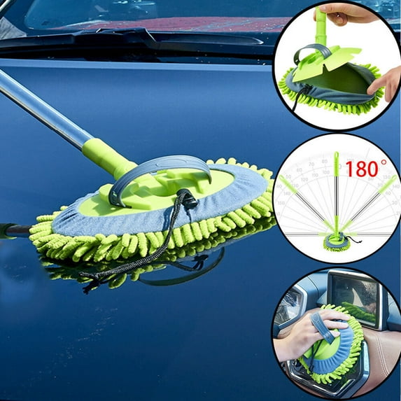 Aggxpf Car Wash Brush, Car Wash Mop Brush Adjustable Extendable, Long Handle Cleaning Mop for Washing Truck, Bus, Boat, RV