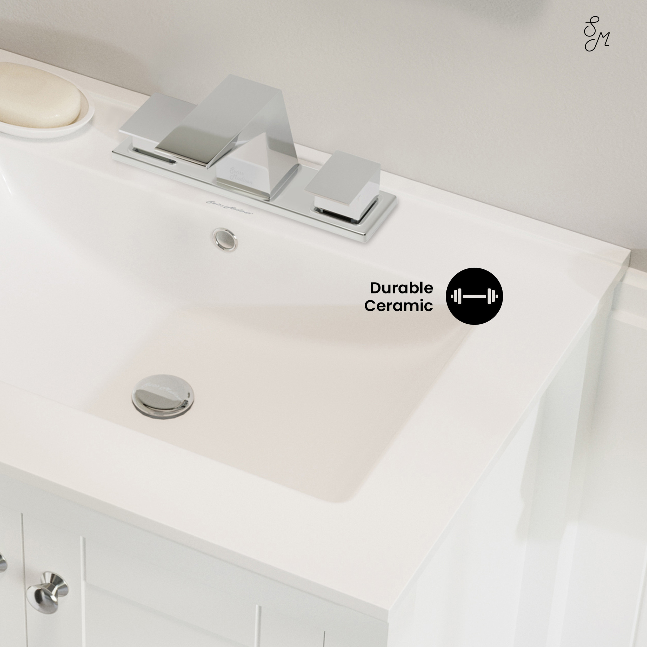 24" 3-Hole Centerset Vanity Sink Top in Glossy White