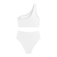 thumbnail image 6 of RUTAYY Swimwear Women Solid Color Pleated Bikini Set Belly Cinching 2PCS Swimsuit Shoulder Split Swimsuit Pool Swim Wear, 6 of 6