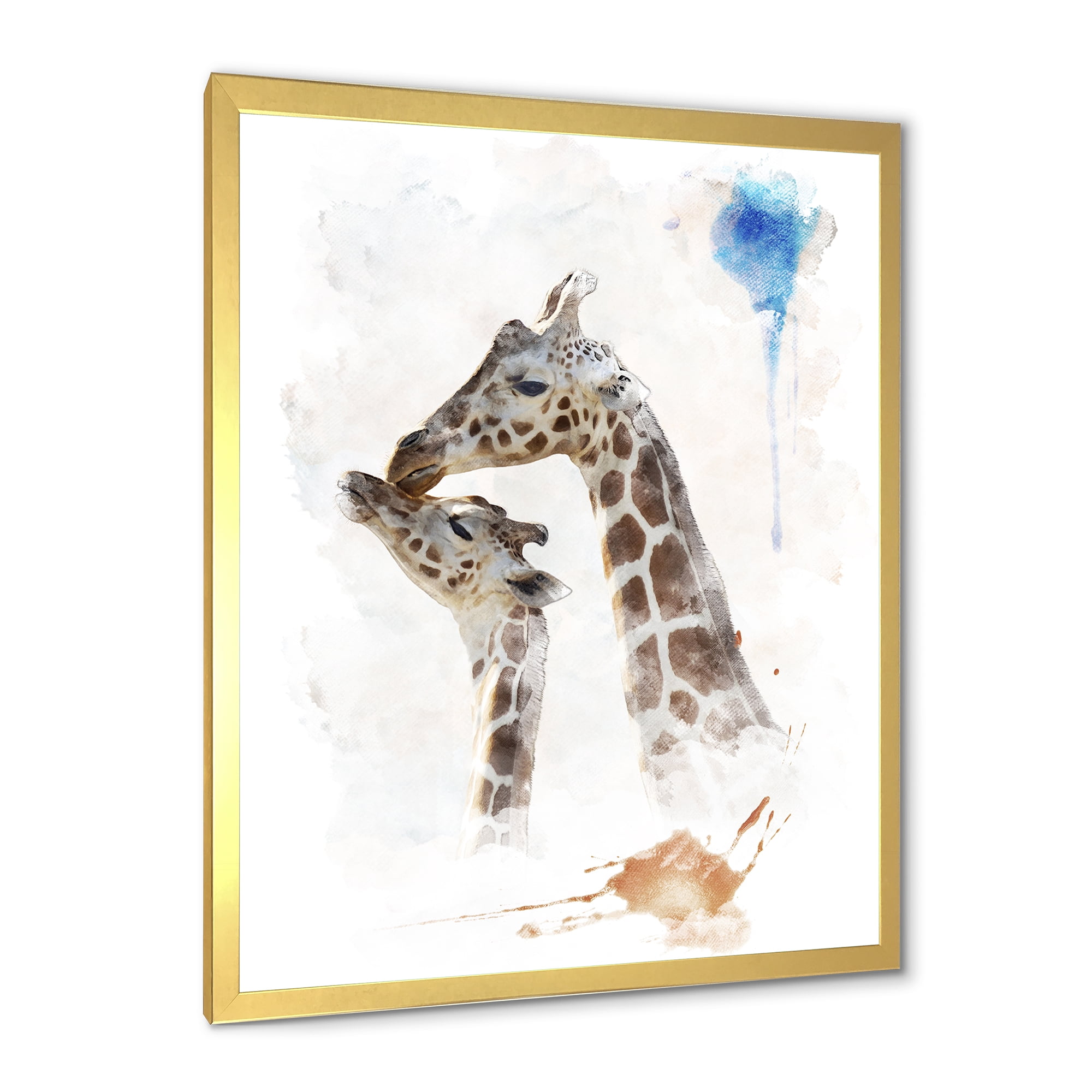 Designart 'Portrait of A Child and Giraffe' Farmhouse Framed Art Print