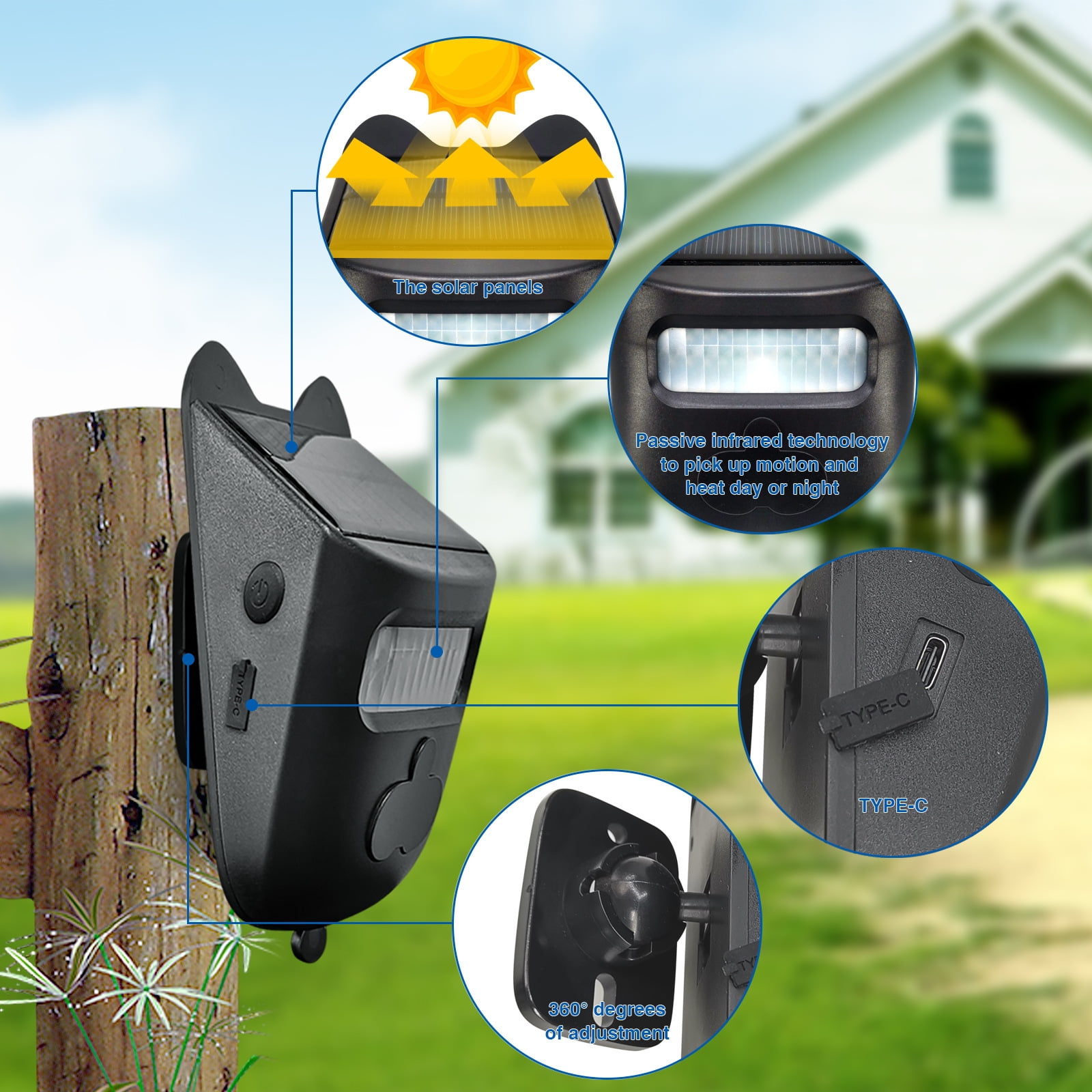 Black Wireless Driveway Alarm,700 ft Distance Outdoor Weather Resistant Motion Sensor Detector,Security Alert System-Monitor Protect Outdoor/Indoor Property(1 Receiver 1 Sensor)