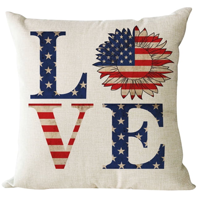 Up to 65% Off SMihono Independence Day Pillowcase Cartoon Style Linen Digital Printing Pillowcase