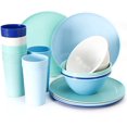 thumbnail image 1 of GHSDFBB 18 Piece Plastic Kitchen Dinnerware Set, Plates, Dishes, Bowls, Cups, Service for 6 (Coastal Colors), 1 of 5