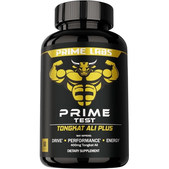 Prime Labs Tongkat Ali for Men - Plus Organic Black Maca Root and Tribulus Terrestris - Performance, Vitality, Energy - 60 Count