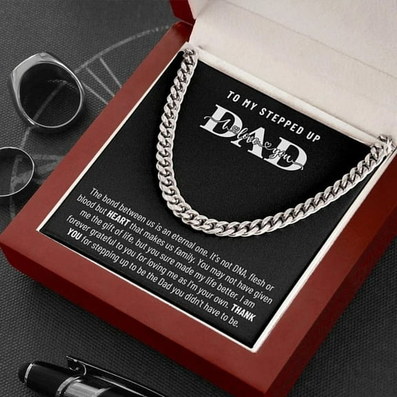 Step Dad Gift Cuban Link Chain,  Men Silver Adult Necklace, Step Father Dad Gift, Gift for Father's Day