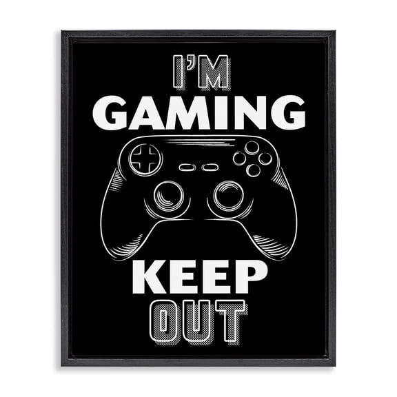 Stupell Industries Contemporary I'm Gaming Keep Out Black Floating Frame Canvas Art, 17 x 21, by Marcus Prime