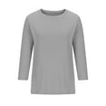 thumbnail image 4 of Frostluinai Knit Tops for Women Ribbed 3/4 Length Sleeve Basic Crew Neck Shirts Comfy T Shirts Solid Casual Tees Soft Going Out Blouses, 4 of 6