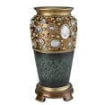 thumbnail image 1 of 15.75 in. Sedona Marbelized Green with Gold Footed Decor Vase, 1 of 1